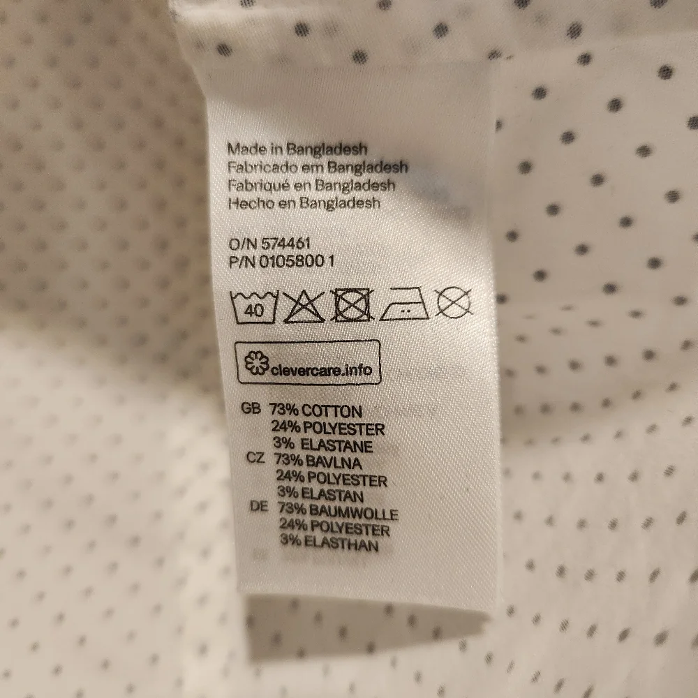 🟣 Sz 2 H&M Women's White Cotton Blend Polka Dot Long Sleeve Button-Down Shirt - Picture 5 of 7